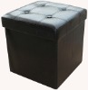 Faux leather folding storage ottoman