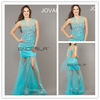 Blue Organza Beaded Mini Sheath Spaghetti Strap Sweetheart Prom Dresses