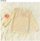 Lady long sleeve round collar lace fashion blouse