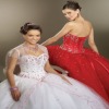 2011 Hot Sale Sweetheart Ball Gown Sleeveless Beaded Flower Pleated TulleE&Satin White Quinceanera Dresses