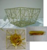 Packaging basket,wire basket,gift basket,bead basket,basketry,metal basket,bow basket made in wire plated gold