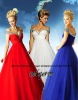 Fascinating Off-shoulder Empire Crystal Beaded Organza White/Red/Royal Blue Prom Dress HL-PD594