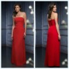 2011 New Fashion Strapless A-line Backless Sleeveless Beaded Flower Pleated Ankle-Length Satin Bridemaid Dress