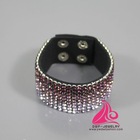 Leather bangle with rhinestones