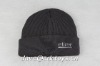 100% Acrylic Grey Striped Embroidery Cheap Fashion Men Winter Knitted Beanie Hat