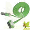 New Flat USB Green 1M Noodle Data And Charger Cable for Iphone 4G/4GS/Ipad 2/New Ipad