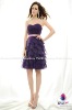 bHand-made Chiffon with side gathered natural waist strapless sweetheart neckline bridesmaid dress