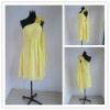 Yellow Chiffon Ruffle One-Shoulder Knee-Length Bridesmaid Dress