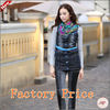 Women fashion slim denim vest with scarf and belt