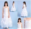 Floor Length Gathered White Flower Girl Dress