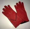 Red color lady fashion goatskin leather gloves 2012