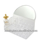 acrylic cosmetic/home/table mirror with cosmetic compartment holder