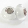 Large Hole European Cat Eye Beads, White Opal Rondelle Cat Eye European Beads, Lampwork Cat Eye Charm Beads