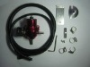 UNIVERSAL red ADJUSTABLE FUEL PRESSURE REGULATOR REGULATOR+GAUGE+HOSE