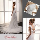 One Shoulder Strap Hand Made Flowers Chiffon Wedding Dress HT-0842