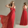 Empire Waist One Shoulder Beading Decorated Plus Size Prom Dress