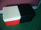 Morden Red PU + nonwoven MDF Foldable storage ottoman