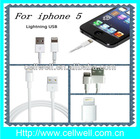 Free Shipping wholesale newest ligihing 8 Pin USB cable for iphone 5