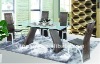 Stylish Metal and Tempered Glass Dining Table for Home Furniture LB-T003