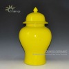 High Temerature Fired Large Ceramic Yellow Paint Storage Jars ginger jars