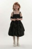 2011 New arrival straps ruffled taffeta black flower girl dresses