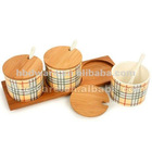 Ceramic spice bowl set with stand