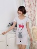 lady white printed cotton short sleeves nightgown