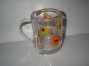 drinking glass cup with flower design