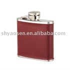 4oz standard stainless steel wrapped with leather hip flask