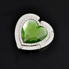 zinc alloy green rhinestone heart shape bag hanger wholesale