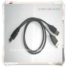 USB Cable black FOR HARD DISK DRIVER 2 in 1 USB 2.0 A to A 3A Male Power/Data Y Cable