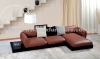 2012 latest woodend base modern euro design brown leather /fabric corner sofa 2636