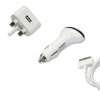 3 in1 Wall Charger+Car Mount+Cable Kit for Apple iphone 4 4G/3GS/3G/ipod