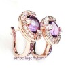 Cabchon Cut Amethyst with Englist Lock and Rose Gold Plated Silver Earrings