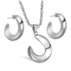 Moon style stainless steel jewelry set for woman fashion square pendant earring ring necklace set