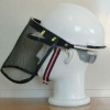 head protective helmet with wire mesh full face guard