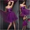 JR0121 Purple Pleated Train Young Girls Cocktail Dresses