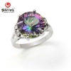 1R000273A 925 silver ring with 12mm round Mystic Topaz