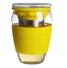 Double Wall Glass Mug with Glass Lid and Silicone Sleeve