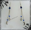 Blue Moon & Star Dangley Earrings Goth Pagan Wiccan Earring ER008