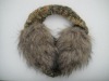 2012 fashion lovely knit ear cover with rabbit fur