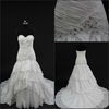 Pure princess sweetheart floor length multi-layers pleating applique and beaded lace up white and gold wedding dresses