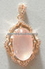 CZ Diamond & Oval Cut Rose Quartz Gold Pendant