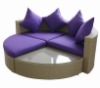 Round rattan outdoor sofa