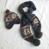 knitted acrylic winter hat scarf sets