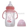 Silicone feeding baby bottle in red color