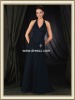 Modest V-neck Halter Floor Length Chiffon Pleated Vintage Mother Of The Bride Dress