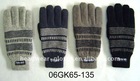 Men's acrylic/wool striped knitted gloves with C40 Thinsulate lining