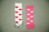 Valentines day pink with white print baby legwarmers with white ruffle