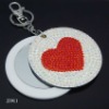 Portable Cosmetic Mirror with Crystal Heart Logo